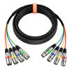 Picture of EBXYA 15ft 4 Channel XLR Snake 4 Colored - Premium XLR Male to XLR Female Snake Cable for Live, Recording, Studios