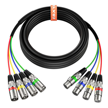 Picture of EBXYA 15ft 4 Channel XLR Snake 4 Colored - Premium XLR Male to XLR Female Snake Cable for Live, Recording, Studios