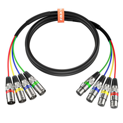 Picture of EBXYA 3 Ft XLR Snake Cables 4 Colored, 4-Channel Male to Female XLR Microphone Cable, for Live, Recording, Studios