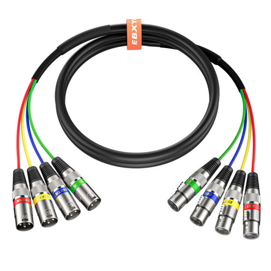 Picture of EBXYA 6ft 4 Channel XLR Snake - Premium XLR Male to XLR Female Snake Cable for Live, Recording, Studios