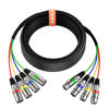 Picture of EBXYA 20 Ft 4 Channel XLR Snake 4 Colored - Premium XLR Male to XLR Female Snake Cable for Live, Recording, Studios