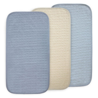 Picture of mushie Waterproof Changing Pad Liners | 100% Organic Cotton | Set of 3 (Blue Combo)