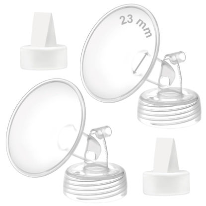 Picture of Maymom 23 mm Flange and Duckbill Valve Compatible with Spectra S1 Spectra S2 Spectra 9 Plus Not Original Spectra Pump Parts Replace Spectra S2 Pump Parts Spectra Flange Spectra Duckbill Valve