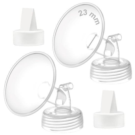 Picture of Maymom 23 mm Flange and Duckbill Valve Compatible with Spectra S1 Spectra S2 Spectra 9 Plus Not Original Spectra Pump Parts Replace Spectra S2 Pump Parts Spectra Flange Spectra Duckbill Valve