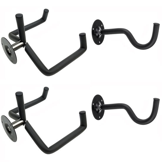 Picture of Jashem Guitar Wall Mount Acoustic Electric Classical Guitar, Ukulele, Banjo and Mandolin Wall Hanger Slat Wall Horizontal Guitar Holder Bass Stand Rack Hook (2 Packs)
