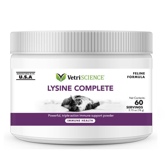 Picture of VetriScience Lysine Complete Triple Action Cat Lysine Powder with Scoop - 60 Servings - Immune Support Cat Supplements and Vitamins with L-Lysine and DMG for Immunity and Respiratory Health