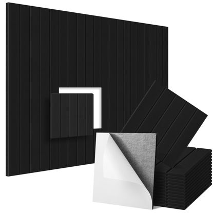 Picture of 12 Pack Sound Proof Foam Panels for Walls 12"x12"x0.4'', Self Adhesive Soundproof Wall Panels, High Density Acoustic Foam Panels is Widely Used for Acoustic Treatment In Various Spaces(Black)