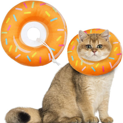 Picture of Hpetppy Cat Cone Collar Soft, Cat Recovery Collar for Wound Healing Cute Cat Donut Adjustable Cat Cones to Stop Licking Comfortable Lightweight Neck Elizabethan Collars for Cats Kittens After Surgery