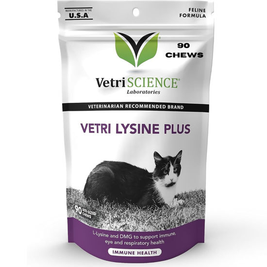 Picture of VetriScience Vetri Lysine Plus for Cats, 90 Chicken Flavored Chews - Immune and Respiratory Support Supplement for Cats