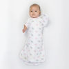 Picture of Amazing Baby Transitional Swaddle Sack with Arms Up Half-Length Sleeves and Mitten Cuffs, Large, 6-9 Months, 21-24 lbs, Tiny Elephants, Pink (Arms Up Swaddle, Transition Swaddle Sleep Sack)