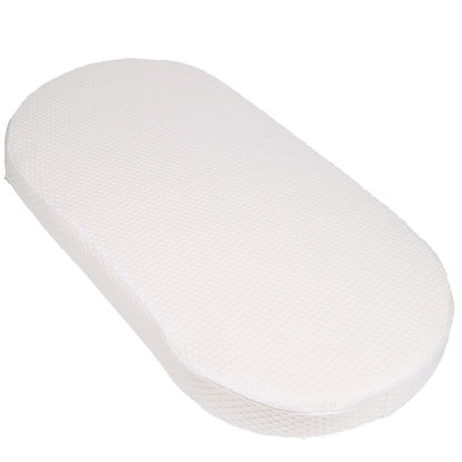 Picture of Mecc ecoh Baby Bassinet Mattress with 100% Breathable Cover, Water-Resistant Lining Rattan Oval Bassinet Pad, Hypoallergenic, Non-Toxic, Safer, Hypoallergenic, for Moses Basket, 32" x 16" x 2"