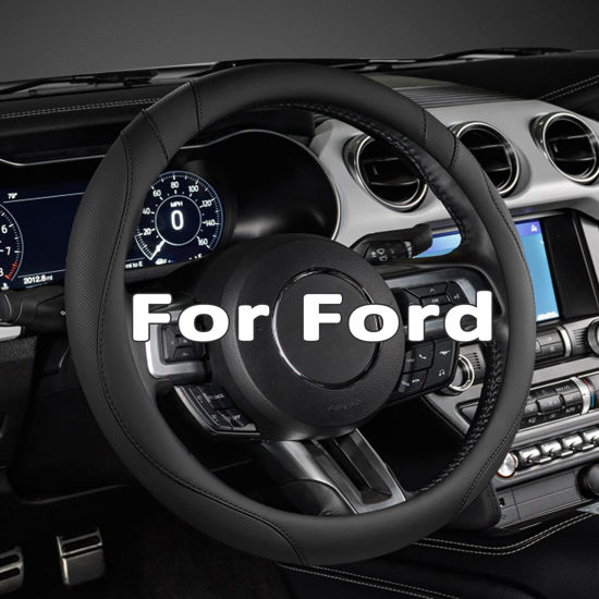 Picture of West Llama Car Steering Wheel Cover for Ford Escape,Explorer,Fusion,Focus,Bronco,Transit,Edge(Black- Standard Size)