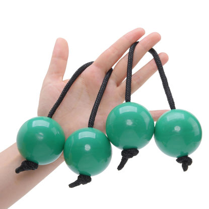 Picture of 2 Pairs Aslatua Shakers, Kashaka Musical Percussion Instrument African Asalato Shaker Rhythmic Balls, Green