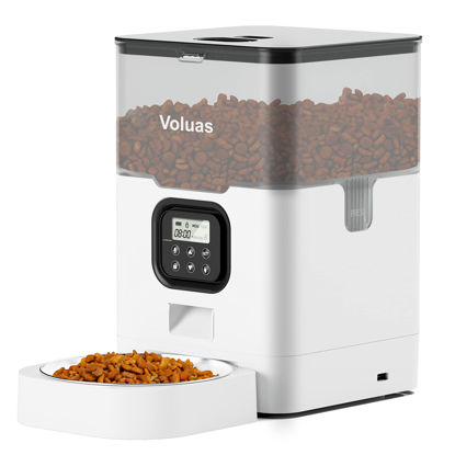 Picture of VOLUAS Automatic Cat Feeders - Dry Food Dispenser with Timer, Desiccant Bag, Programmable Portion Size Control 4 Meals Per Day, 10s Voice Recorder