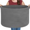 Picture of MEGASKET Large Dark Grey Storage Basket, Woven Cotton Rope Baskets for Storage, Big Blanket Organizer Storage Basket for Living Room, Kids Room Toy Storage Organizer Box, Blanket Keeper (22"x14")