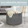 Picture of MEGASKET Large Dark Grey Storage Basket, Woven Cotton Rope Baskets for Storage, Big Blanket Organizer Storage Basket for Living Room, Kids Room Toy Storage Organizer Box, Blanket Keeper (22"x14")