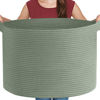 Picture of MEGASKET Extra Large Green Basket, 22" X 22" X 14" Woven Cotton Rope Baskets for Storage, Large Wicker Basket, Green Toy Storage Bins Basket, Green Room Office Decor Baskets for Organizing, XXL Basket