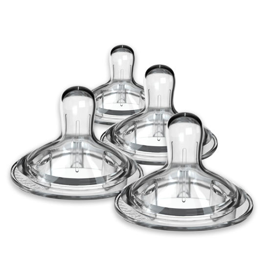 Picture of Nanobebe Nipples Baby Bottle Nipples, Silicone Nipple, Triple Vented, Ready to Use, 4-Pack, Medium Flow