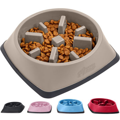 Picture of Gorilla Grip Slow Feeder Dog and Cat Bowls, Interactive Puzzle Toy for Dogs and Cats Food Training, Keeps Pets Busy and Prevents Puppy Overeating, Large, Small Breeds, 100% BPA Free, 1 Cup Beige