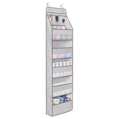 Picture of Univivi 6 - Layer Fabric Over the Door Organizer Gray Foldable Nursery Closet Storage, Large Hanging Door Organizer for Cosmetics, Toys and Sundries…