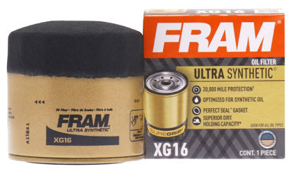 Picture of FRAM Ultra Synthetic Automotive Replacement Oil Filter, Designed for Synthetic Oil Changes Lasting up to 20k Miles, XG16 with SureGrip (Pack of 1)
