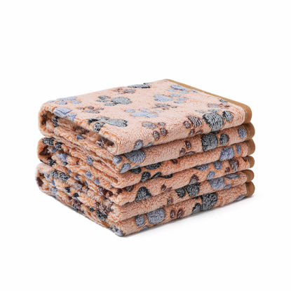 Picture of 1 Pack 3 Blankets Super Soft Fluffy Premium Fleece Pet Blanket Flannel Throw for Dog Puppy Cat Paw Brown Medium(30x20 inch)