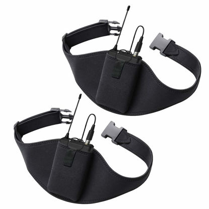 Picture of IRASPIN 2 Pack Mic Belt - Microphone Belt with Innovative Rubber Band Lock - Improved Adjustability Comfortability Durability For Fitness Instructors, Fitness Class,Public Speaking,Theatre