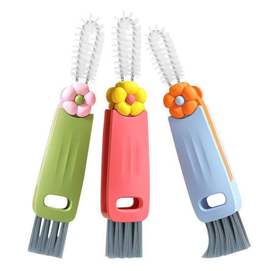Picture of NONENDU 3 in 1 Cup Lid Cleaning Brush, Portable Cup Cleaner Brush, 2024 New Water Bottle Cleaner Brush, 3 in 1 Multifunctional Cleaning Brush for Home Kitchen Cleaning Tools（3PCS）