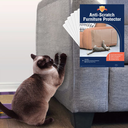 Picture of Stelucca Amazing Shields Sofa Protectors from Pets - 6-Pack of 17-Inch x 12-Inch Cat Anti Scratch Furniture Protectors w/Twist Pins - Strong, Clear, Couch Protector - Cat Deterrent Accessories
