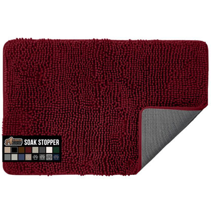 Picture of Gorilla Grip Soak Stopper Washable Chenille Dog Doormat, Muddy Paws, Dogs Bed Mats, Rubber Backing, Absorbent Quick Dry Microfiber, Inside Front Door Mat, 48x30, Burgundy
