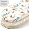 Picture of GRSSDER Stretchy Ultra Soft Fitted Bassinet Sheets Set 2 Pack, Cradle Sheet Universal Fit for Rectangle, Oval, or Hourglass Bassinet Pad/Mattress Safe and Snug, Stylish Cute Rainbow Print for Baby
