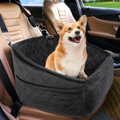 Picture of NEEZUKAR Dog Car Seat for Small Medium Dogs,Detachable Washable Dog Booster Seat Under 30lbs, Pet Car Seat Travel Bed with Storage Pockets and Dog Safety Belt (Black)