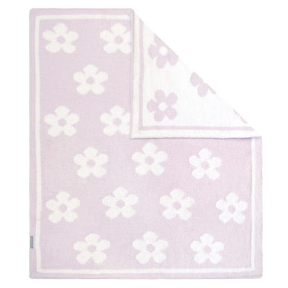 Picture of Living Textiles Chenille Baby Blanket - Purple Flower Ultra Soft, Thick, and Versatile | Warm Blanket for Newborns, Throw Blanket for Crib, Stroller Cover | Perfect Baby Gift 75 x 85 cm
