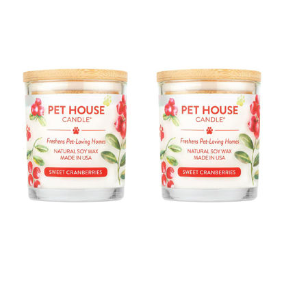 Picture of One Fur All Pet House Candle - Sweet Cranberries Pack of 2-100% Plant-Based Wax Candle - Pet Odor Eliminator for Home - Non-Toxic & Eco-Friendly Air Freshening Scented Candles