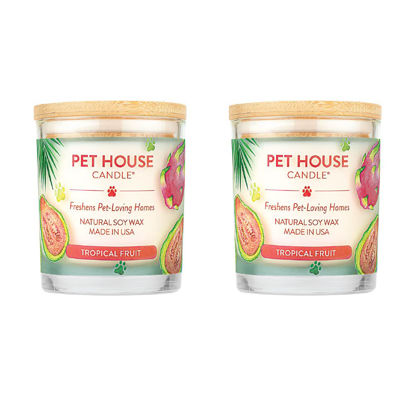 Picture of One Fur All Pet House Candle - Tropical Fruit Pack of 2-100% Plant-Based Wax Candle - Pet Odor Eliminator for Home - Non-Toxic & Eco-Friendly Air Freshening Scented Candles