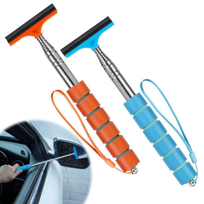 Picture of Side Mirror Squeegee, 2 PCS Car Mirror Squeegee, Retractable Car Rearview Mirror Wiper for All Vehicles, Universal Automotive Accessories