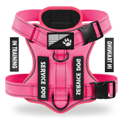 Picture of Demigreat Service Dog Harness, Reflective Dog Vest Harness with 5 PCS Patches, Adjustable Soft Oxford Pet Harness, Inner Layer Mesh, Easy to Control for Small Medium Large Dogs