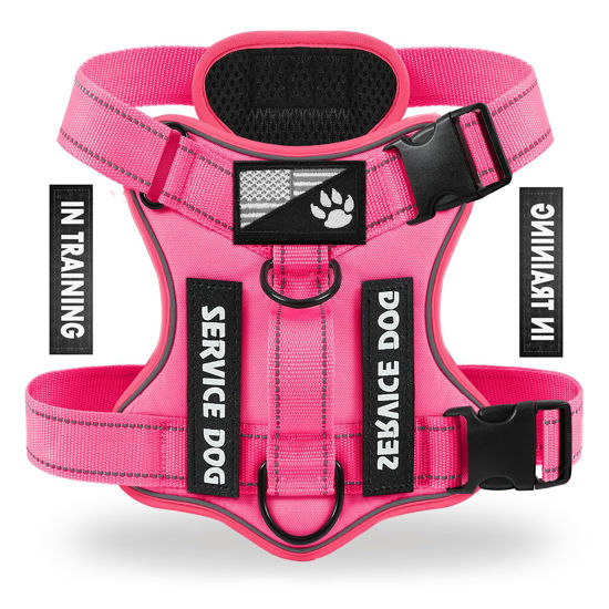 Picture of Demigreat Service Dog Harness, Reflective Dog Vest Harness with 5 PCS Patches, Adjustable Soft Oxford Pet Harness, Inner Layer Mesh, Easy to Control for Small Medium Large Dogs