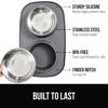 Picture of Gorilla Grip 100% Waterproof BPA Free Cat and Dog Bowls Silicone Feeding Mat Set, Stainless Steel Bowl Slip Resistant Raised Edges, Catch Water, Food Mess, No Spills, Pet Accessories, 3 Cup, Gray