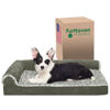 Picture of Furhaven Orthopedic Dog Bed for Medium/Small Dogs w/ Removable Bolsters & Washable Cover, For Dogs Up to 35 lbs - Two-Tone Plush Faux Fur & Suede L Shaped Chaise - Dark Sage, Medium