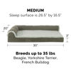 Picture of Furhaven Orthopedic Dog Bed for Medium/Small Dogs w/ Removable Bolsters & Washable Cover, For Dogs Up to 35 lbs - Two-Tone Plush Faux Fur & Suede L Shaped Chaise - Dark Sage, Medium