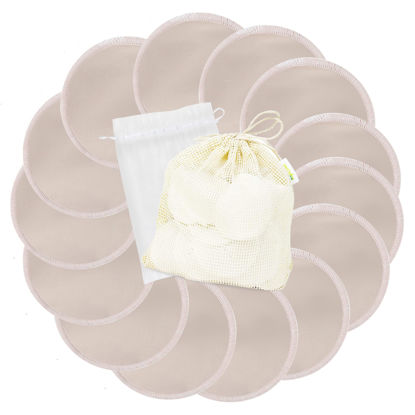 Picture of wegreeco Nursing Breast Pads (14 Pack) + Laundry Bag & Travel Storage Bag, 4.7 inch - Washable & Reusable Breastfeeding Nursing Pads (Rose Gold, Large, Plain Shape)