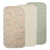 Picture of mushie Waterproof Changing Pad Liners | 100% Organic Cotton | Set of 3 (Pastel Blooms Combo)