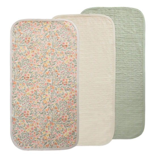 Picture of mushie Waterproof Changing Pad Liners | 100% Organic Cotton | Set of 3 (Pastel Blooms Combo)