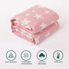 Picture of NTBAY 3 Layer Toddler Blanket, Muslin Cotton Jacquard Bed Blankets, Lightweight Thermal Baby Blanket, Super Soft and Warm Crib Blanket for All Seasons, Decoration Gift, 30"x40", Pink Star