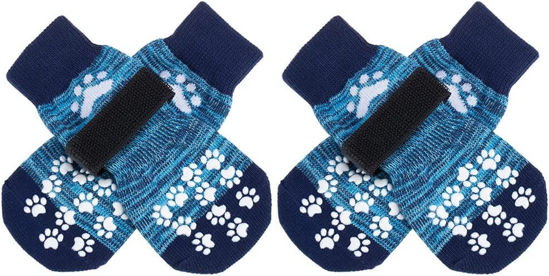 Picture of EXPAWLORER Double Side Anti-Slip Dog Socks - Dog Booties for Hot Pavement, Adjustable Pet Paw Protector, Traction Control Non-Skid for Indoor on Hardwood Floor Wear,Dog Shoes for Outdoor