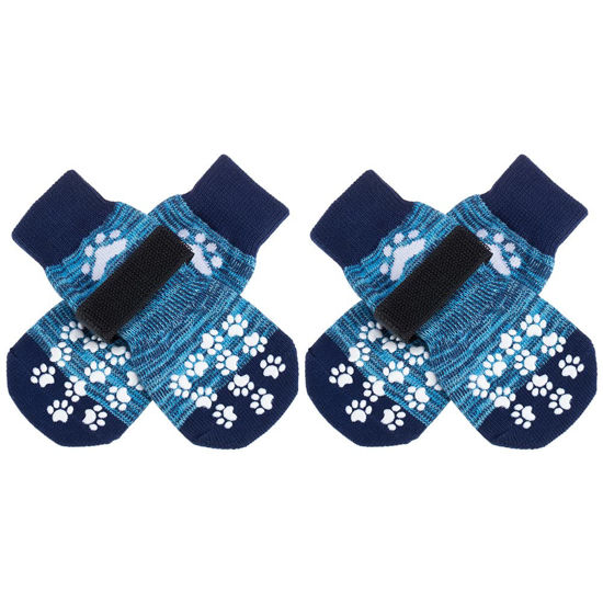 Picture of EXPAWLORER Double Side Anti-Slip Dog Socks - Dog Booties for Hot Pavement, Adjustable Pet Paw Protector, Traction Control Non-Skid for Indoor on Hardwood Floor Wear,Dog Shoes for Outdoor