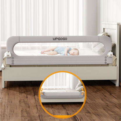 Picture of UPGOGO Folding Bed Rail for Toddlers,Safety Baby Bed Rail Guard,Kid Bed Rail with Reinforced Anchor Safety System,Bed Rail for Baby Fit Bunk,Full Size,Queen,King,Twin(Grey,71"x23.6")