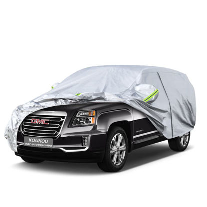Picture of Koukou 6 Layers Car Cover Custom Fit GMC Terrain from 2010 to 2024, Waterproof Car Cover All Weather for Automobiles Outdoor Indoor with Zipper Door, Sun Rain Dust Snow Protection.