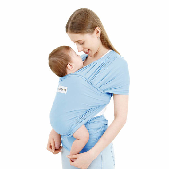 Picture of Acrabros Baby Wrap Carrier,Hands Free Baby Carrier Sling,Lightweight,Breathable,Softness,Perfect for Newborn Infants and Babies Shower Gift,Baby Blue